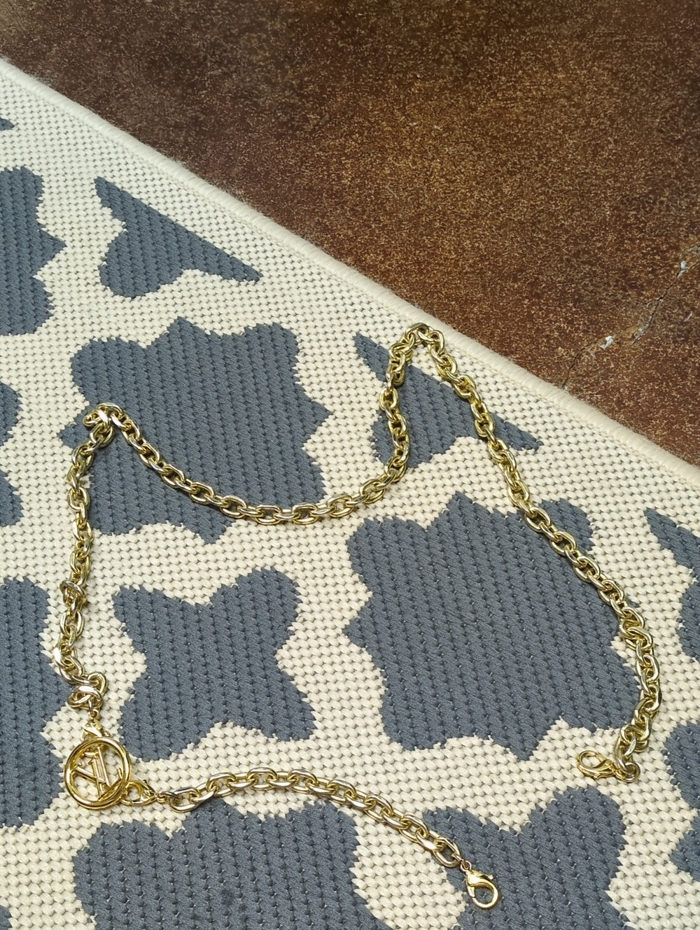 Authentic Louis Vuitton Gold Tone LV Medallion Chain Belt